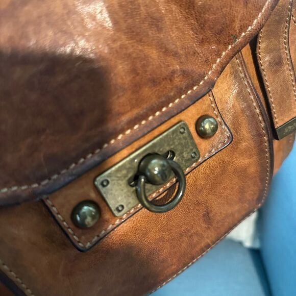 Frye Cameron Magazine Leather Distressed Satchel/Crossbody Bag - Picture 5 of 13